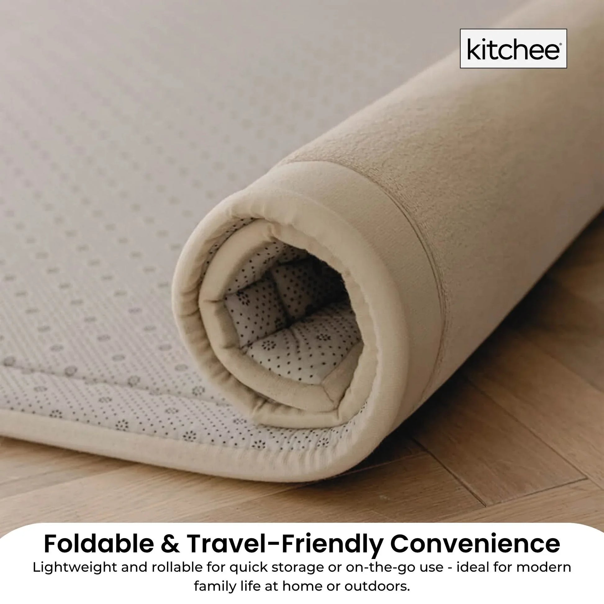 Kitchee Kids Foam Floor Play Mat 150x200cm – Padded Thick Soft Tatami Style Cream - Mekamart Australia