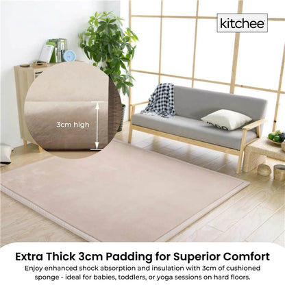 Kitchee Kids Foam Floor Play Mat 200x200cm – Padded Thick Soft Tatami Style Cream - Mekamart Australia