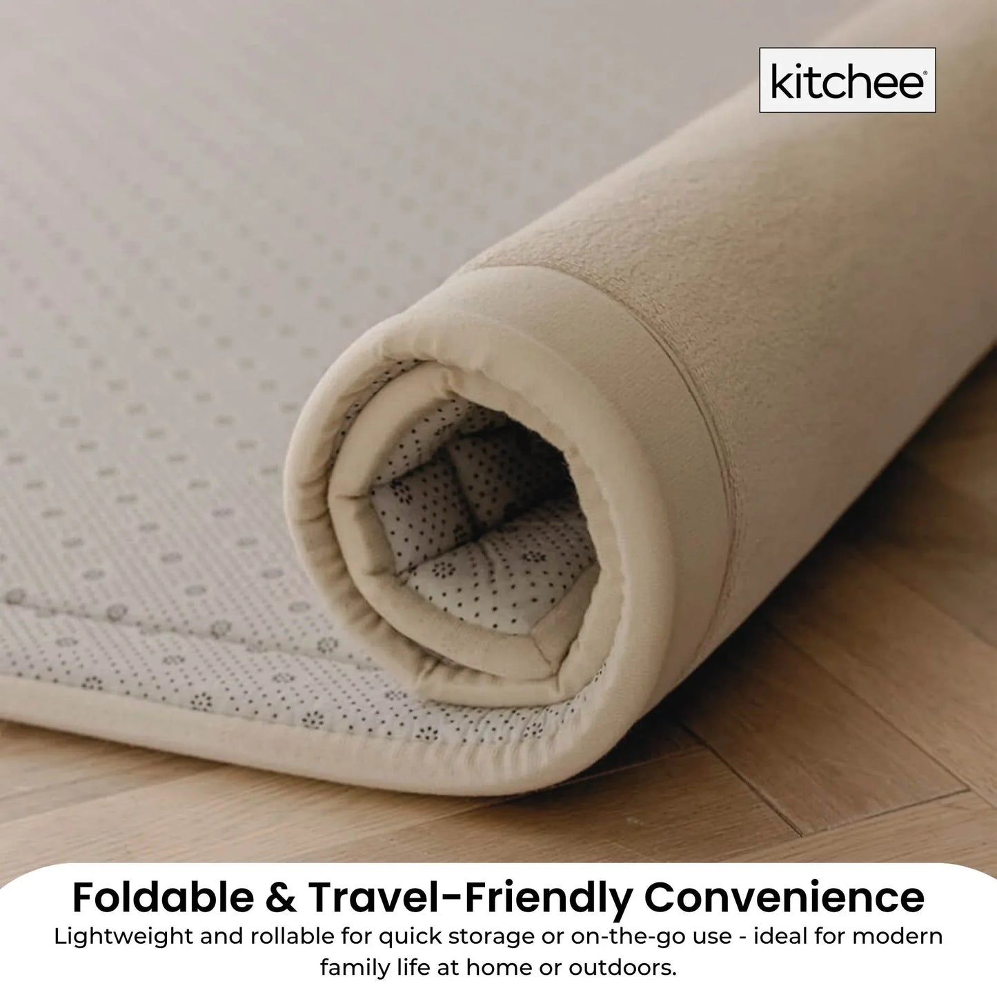 Kitchee Kids Foam Floor Play Mat 200x200cm – Padded Thick Soft Tatami Style Cream - Mekamart Australia