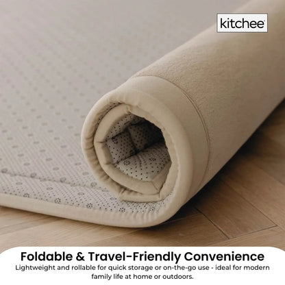 Kitchee Kids Foam Floor Play Mat 200x200cm – Padded Thick Soft Tatami Style Cream - Mekamart Australia