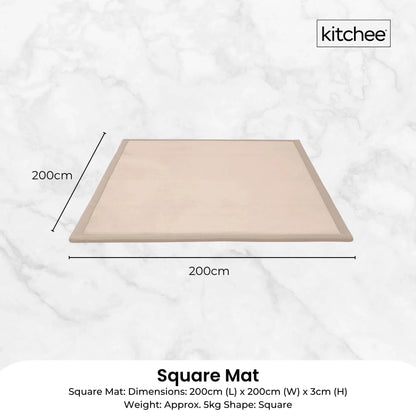 Kitchee Kids Foam Floor Play Mat 200x200cm – Padded Thick Soft Tatami Style Cream - Mekamart Australia