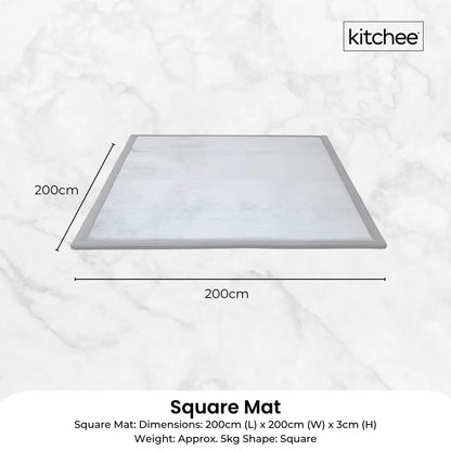 Kitchee Kids Foam Floor Play Mat 200x200cm – Padded Thick Soft Tatami Style Grey - Mekamart Australia