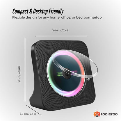 Tooleroo USB Rechargeable Desktop CD Player Speaker – Bluetooth Portable Black