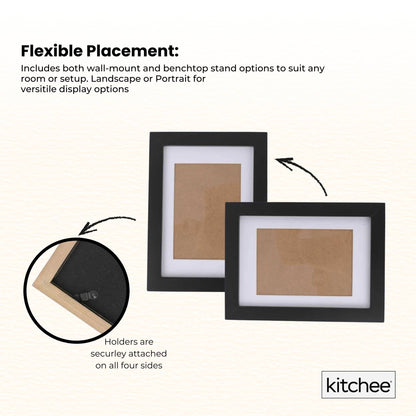 Kitchee 12 Pieces Photo Frame Set - Modern Gallery Wall Mixed Sizes Matt Black
