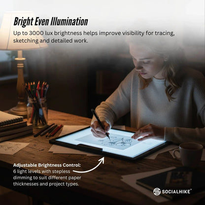 Social Hike A4 LED Light Pad Tracing Board Rechargeable USB-C 3000mAh Light Box