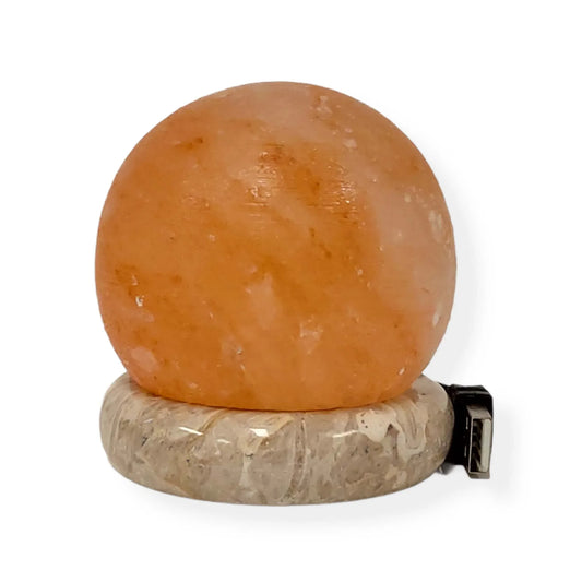 USB Colour Changing Salt Himalayan Lamp - Ball Sphere Shape Pink Rock LED Light - Mekamart Australia