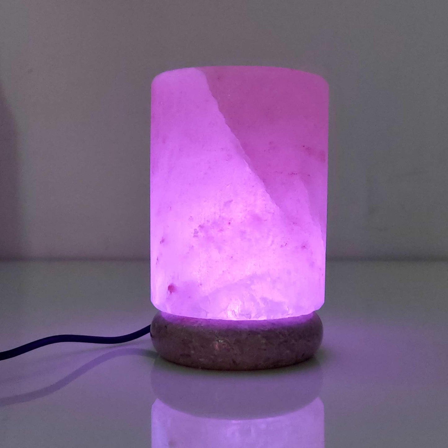 USB Colour Changing Salt Himalayan Lamp - Cylinder Shape Pink Rock LED Light - Mekamart Australia