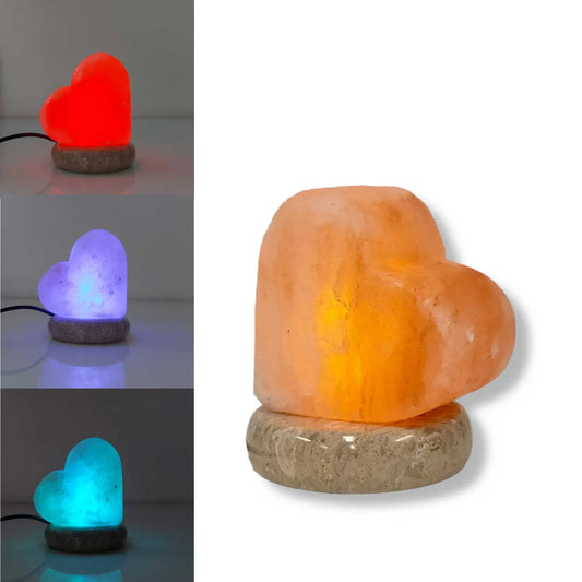 USB Colour Changing Salt Himalayan Lamp - Heart Love Shape Pink Rock LED Light - Mekamart Australia