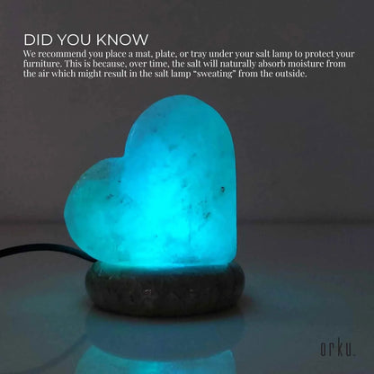 USB Colour Changing Salt Himalayan Lamp - Heart Love Shape Pink Rock LED Light - Mekamart Australia