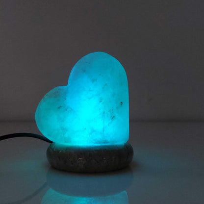 USB Colour Changing Salt Himalayan Lamp - Heart Love Shape Pink Rock LED Light - Mekamart Australia
