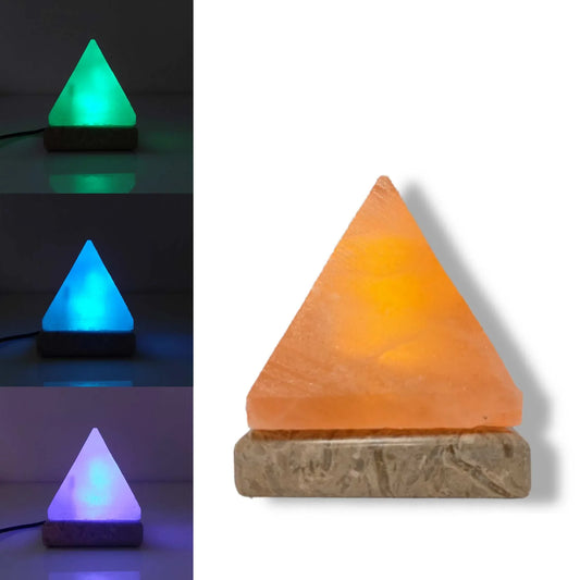 USB Colour Changing Salt Himalayan Lamp - Pyramid Shape Pink Rock LED Light - Mekamart Australia