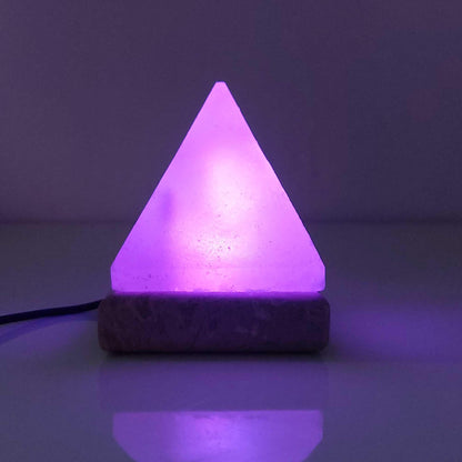 USB Colour Changing Salt Himalayan Lamp - Pyramid Shape Pink Rock LED Light - Mekamart Australia