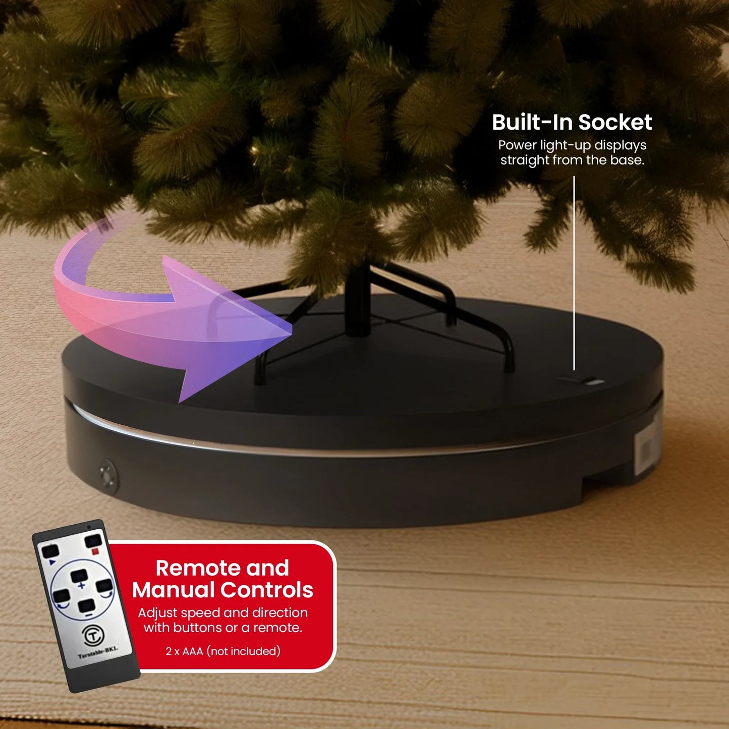 Christabelle 80cm 200kg Commercial Electric Display Turntable Power Outlet Black - Mekamart Australia