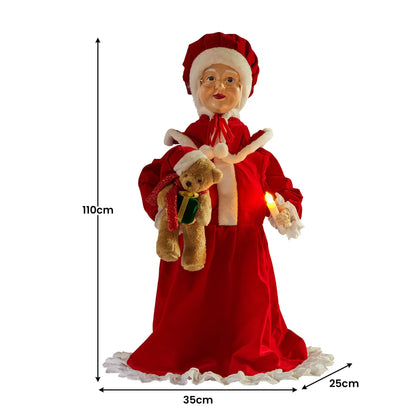 Christabelle 1.1m Musical LED Animated Christmas Mrs Claus Glowing Candle Ornament Decoration - Mekamart Australia