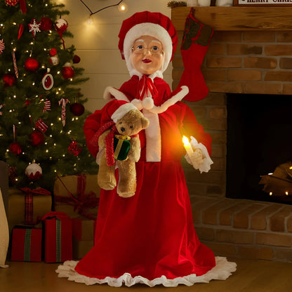 Christabelle 1.1m Musical LED Animated Christmas Mrs Claus Glowing Candle Ornament Decoration - Mekamart Australia