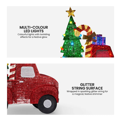 Christabelle 1.4m Christmas Tree Truck Indoor Outdoor Display Decoration LED Lights Front Yard Lawn Statue Ornament - Mekamart Australia
