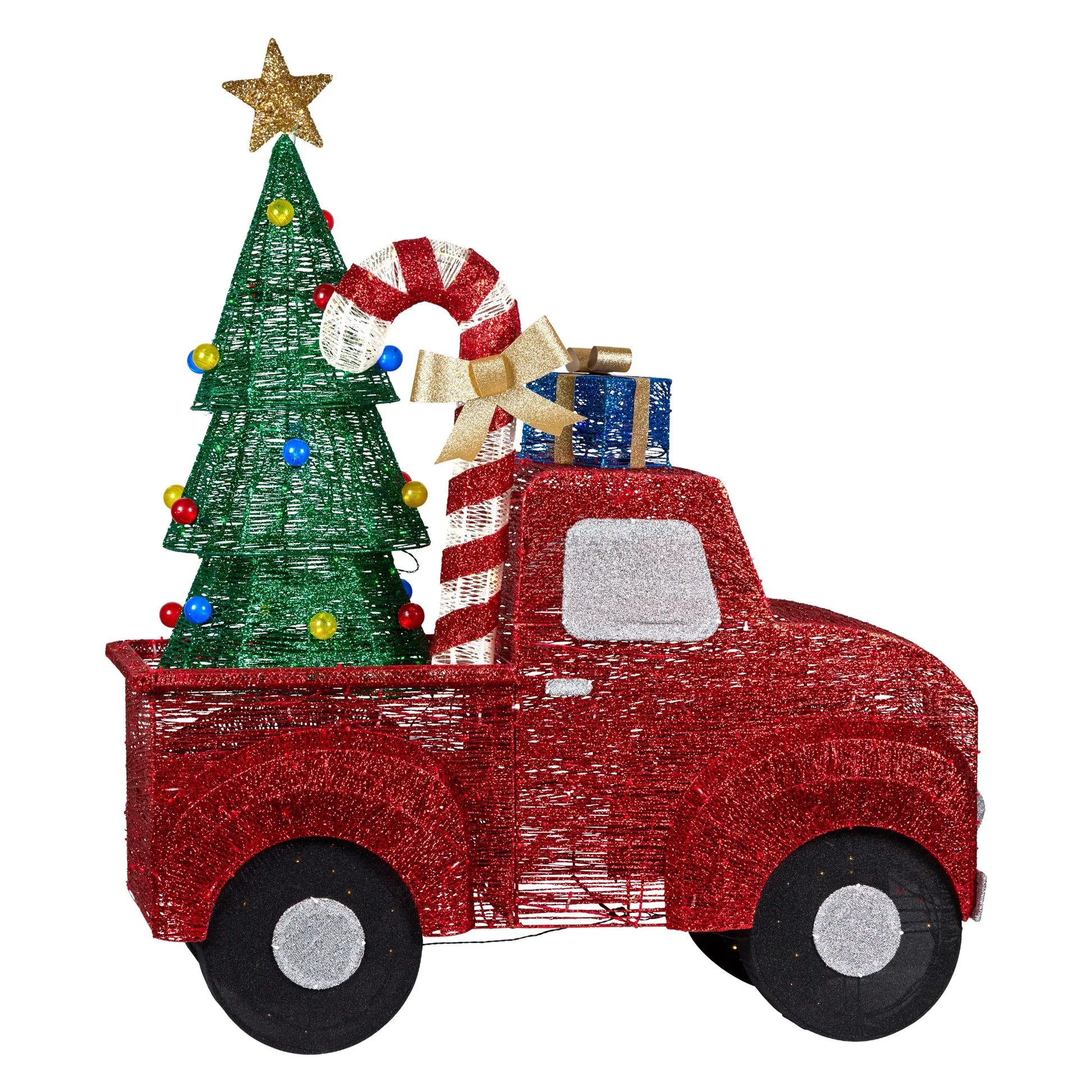 Christabelle 1.4m Christmas Tree Truck Indoor Outdoor Display Decoration LED Lights Front Yard Lawn Statue Ornament - Mekamart Australia