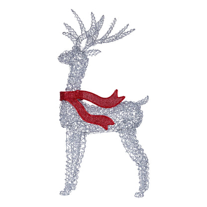 Christabelle Large 1.5m Christmas Reindeer Outdoor Indoor Light-Up Display Decoration Lawn Statue LED Lights Red Bow - Mekamart Australia