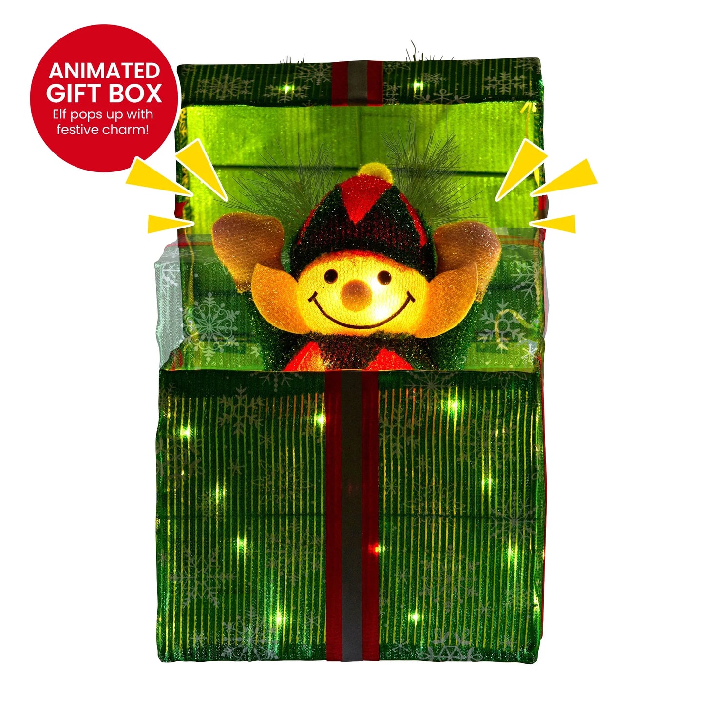 Christabelle Animated Elf Gift Box Led Lights Christmas Tree Decoration Ornament - Mekamart Australia