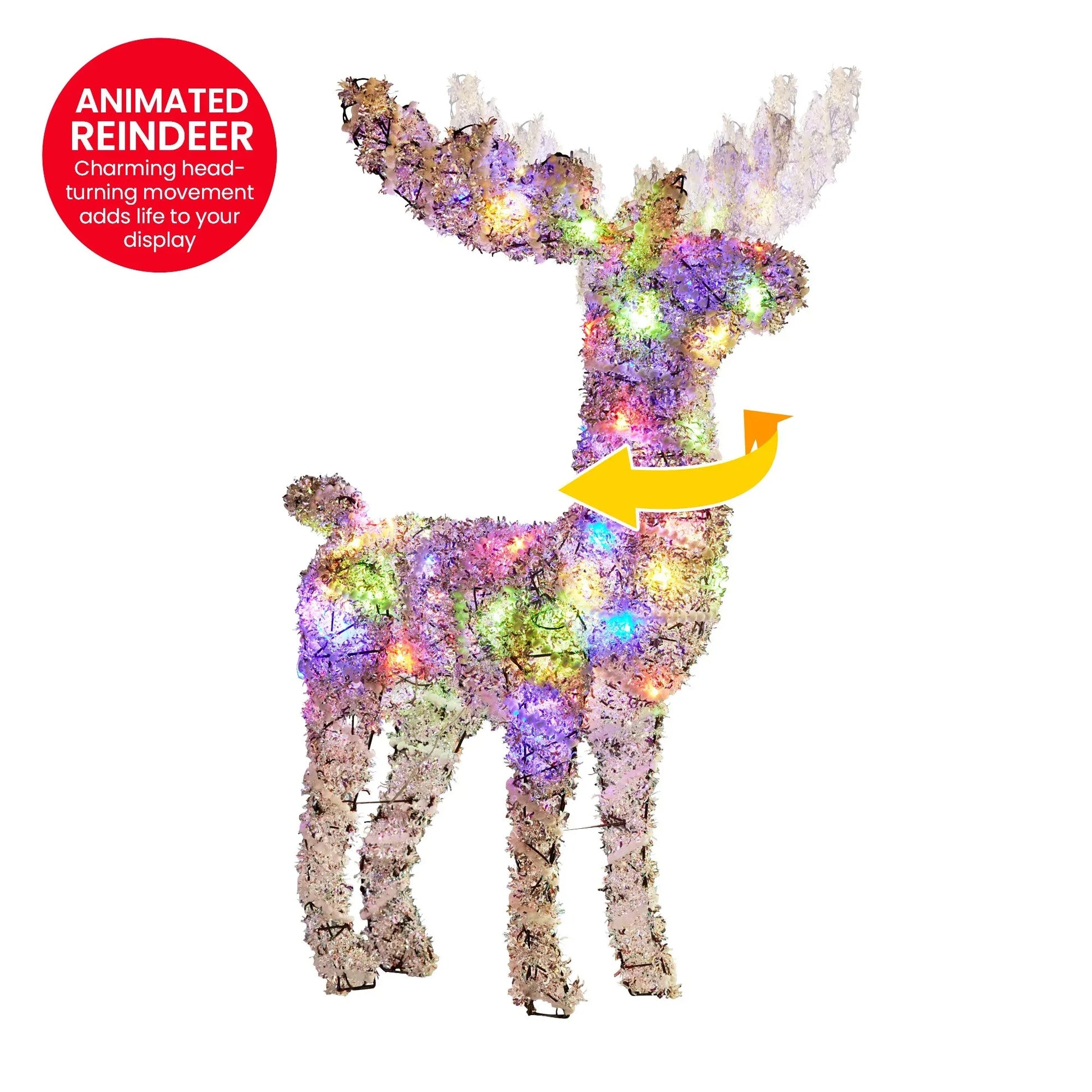 Christabelle 112cm Animated Reindeer Christmas LED Lights Indoor Outdoor Yard Statue Decoration - Mekamart Australia