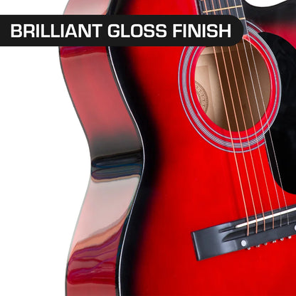 Karrera Acoustic Cutaway 40in Guitar - Red - Mekamart Australia