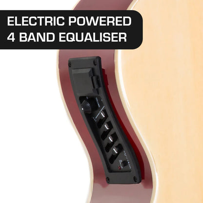 Karrera 43in Acoustic Bass Guitar with electric pickup - Natural - Mekamart Australia