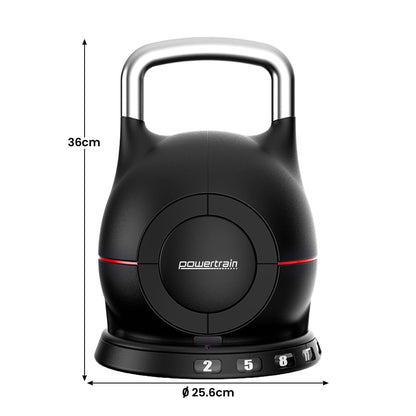Powertrain 2x 20kg Adjustable Kettlebell One Hand Adjustment Weight Set