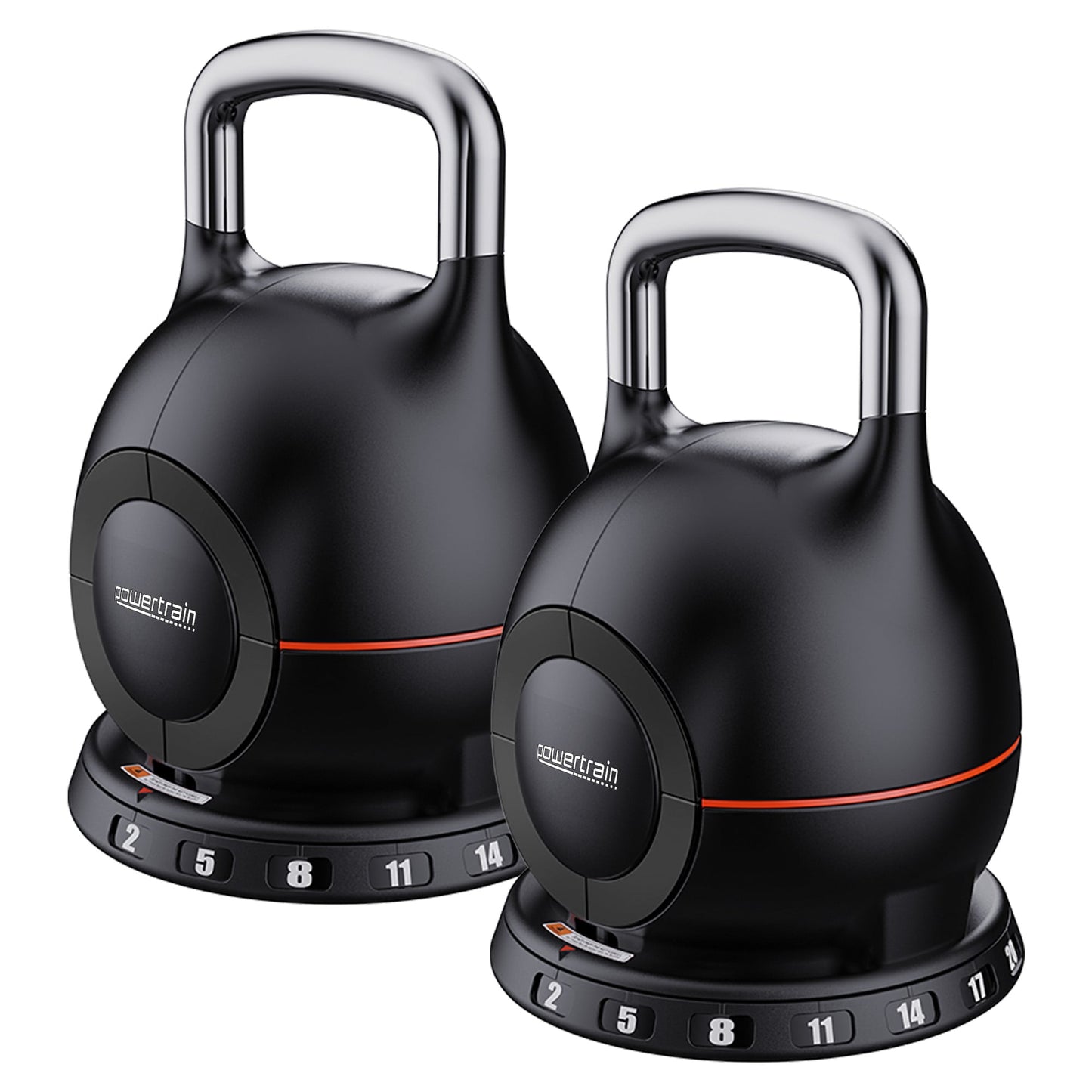 Powertrain 2x 20kg Adjustable Kettlebell One Hand Adjustment Weight Set