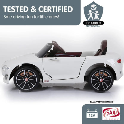 Kahuna Bentley Exp 12 Speed 6E Licensed Kids Ride On Electric Car Remote Control - White - Mekamart Australia