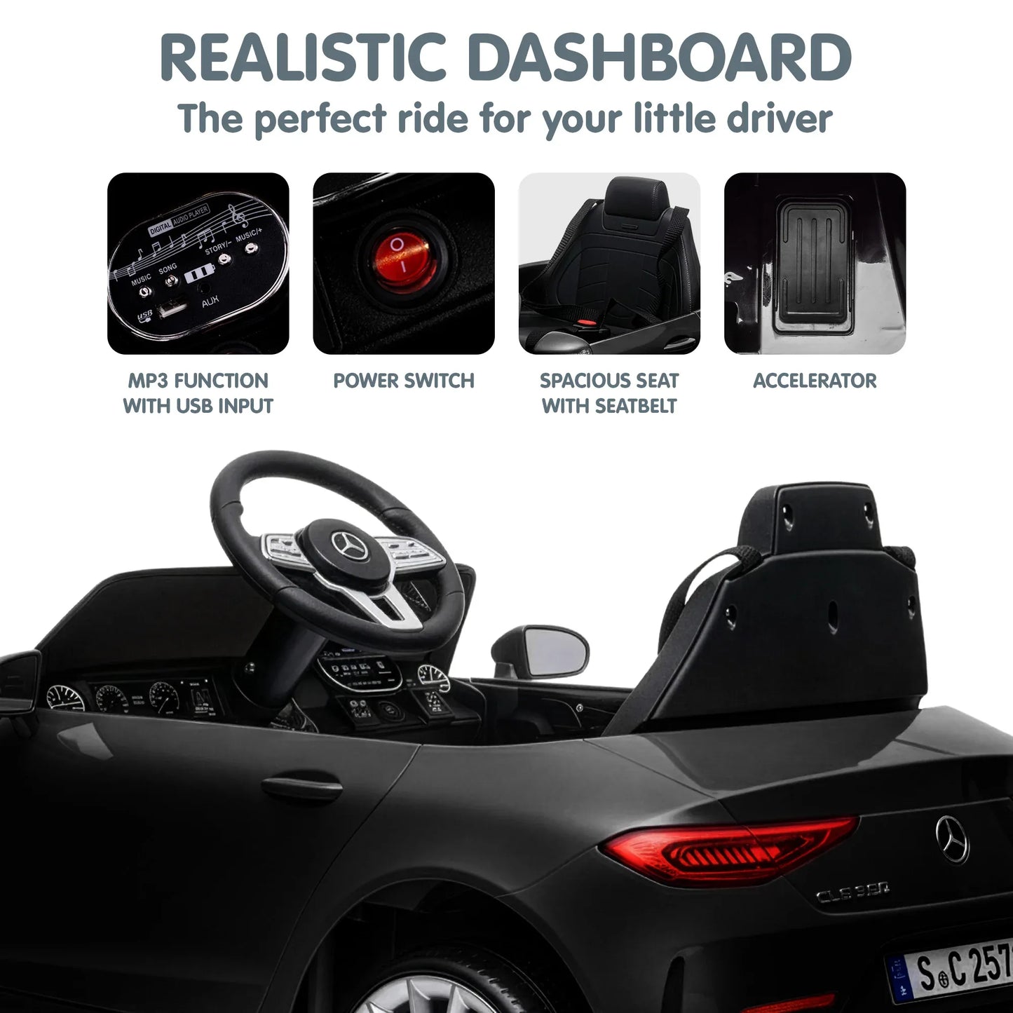 Kahuna Mercedes Benz CLS 350 Kids Electric Ride On Car with Remote Control - Black - Mekamart Australia