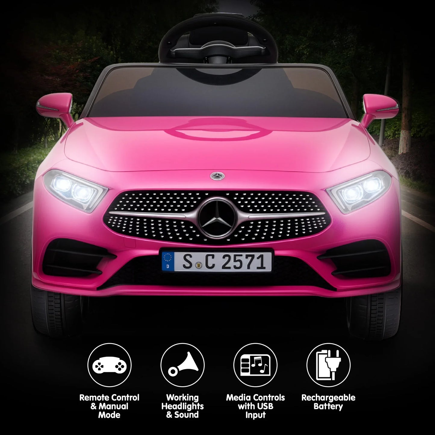 Kahuna Mercedes Benz CLS 350 Kids Electric Ride On Car with Remote Control - Pink - Mekamart Australia