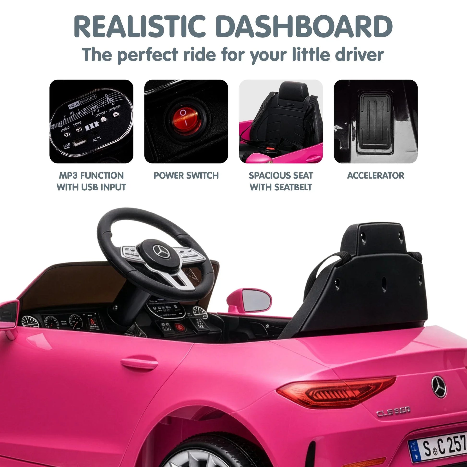 Kahuna Mercedes Benz CLS 350 Kids Electric Ride On Car with Remote Control - Pink - Mekamart Australia