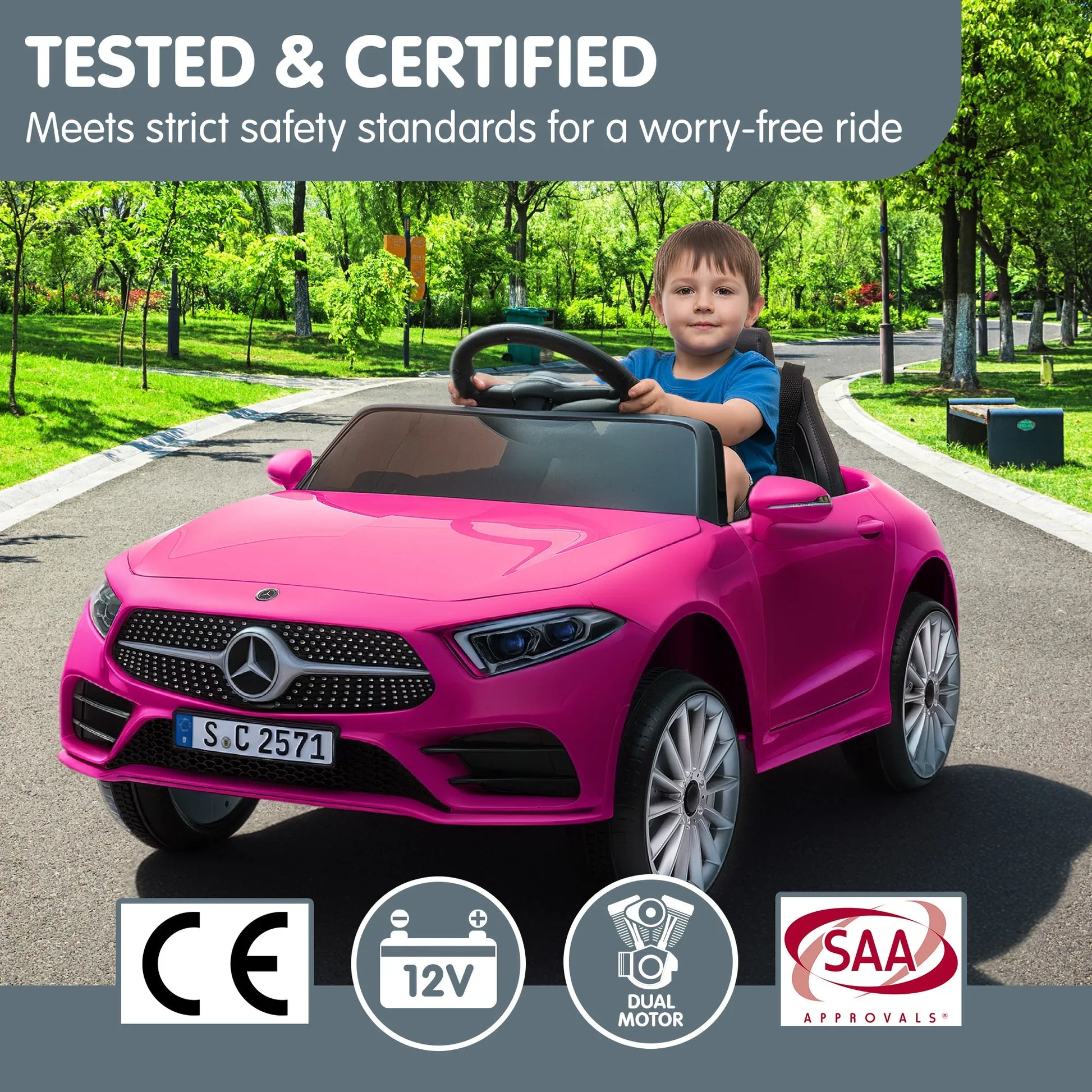 Kahuna Mercedes Benz CLS 350 Kids Electric Ride On Car with Remote Control - Pink - Mekamart Australia
