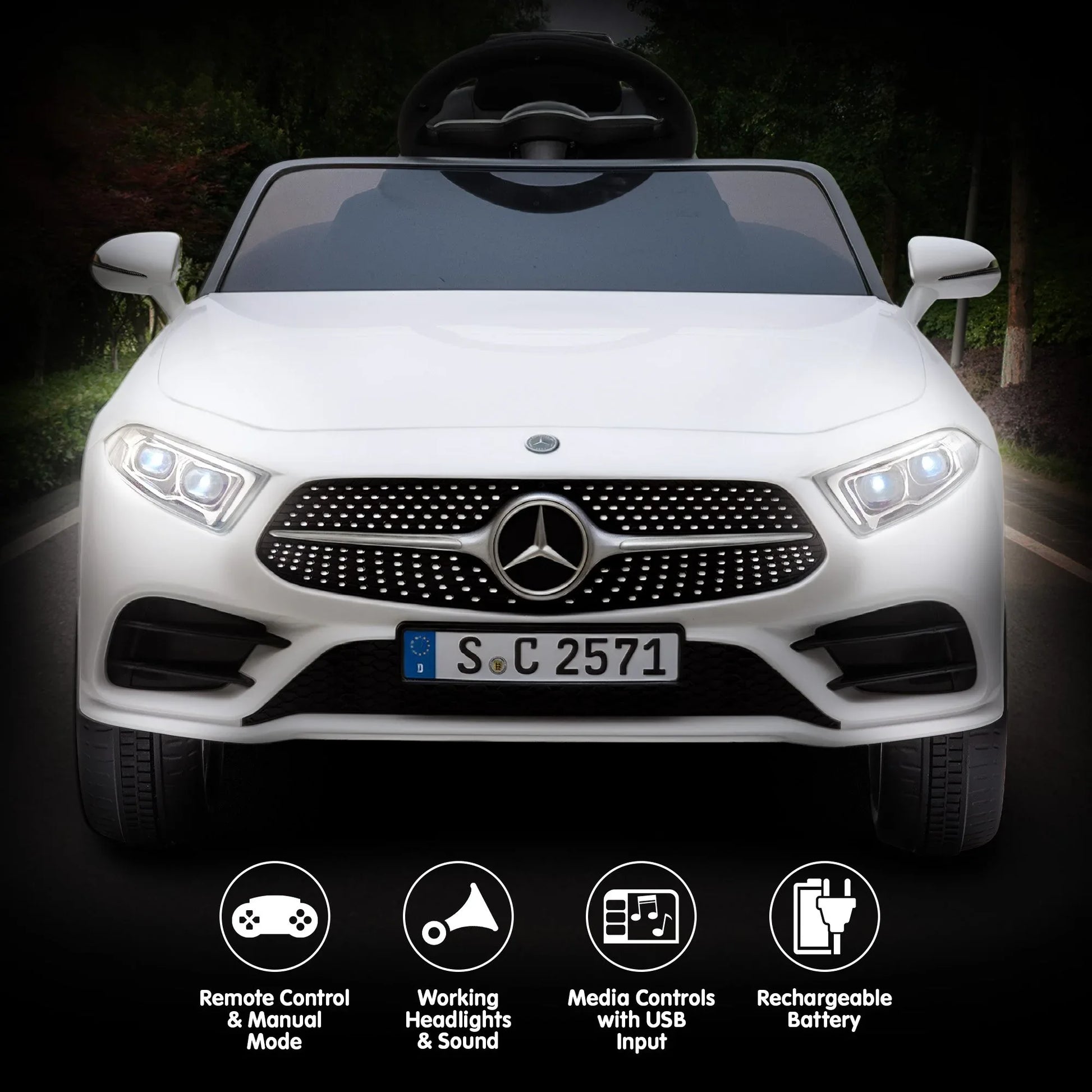 Kahuna Mercedes Benz CLS 350 Kids Electric Ride On Car with Remote Control - White - Mekamart Australia