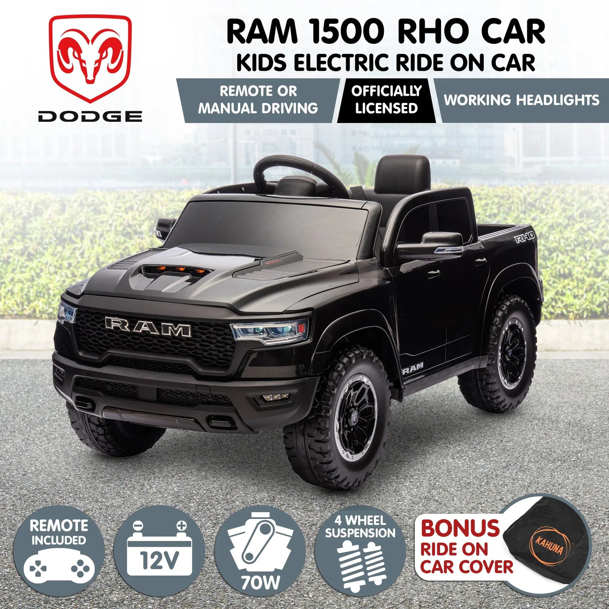 Kahuna Ram 1500 RHO Kids Electric Ride On Car with Remote Control - Mekamart Australia