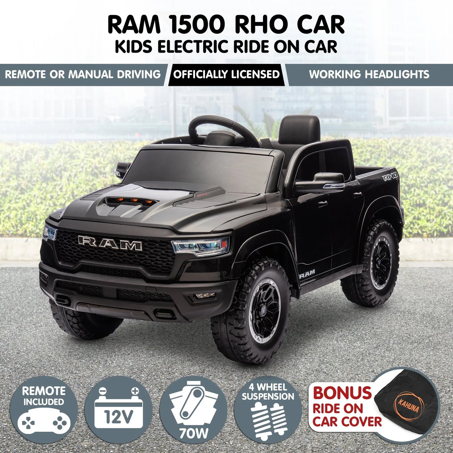 Kahuna Ram 1500 RHO Kids Electric Ride On Car with Remote Control - Mekamart Australia