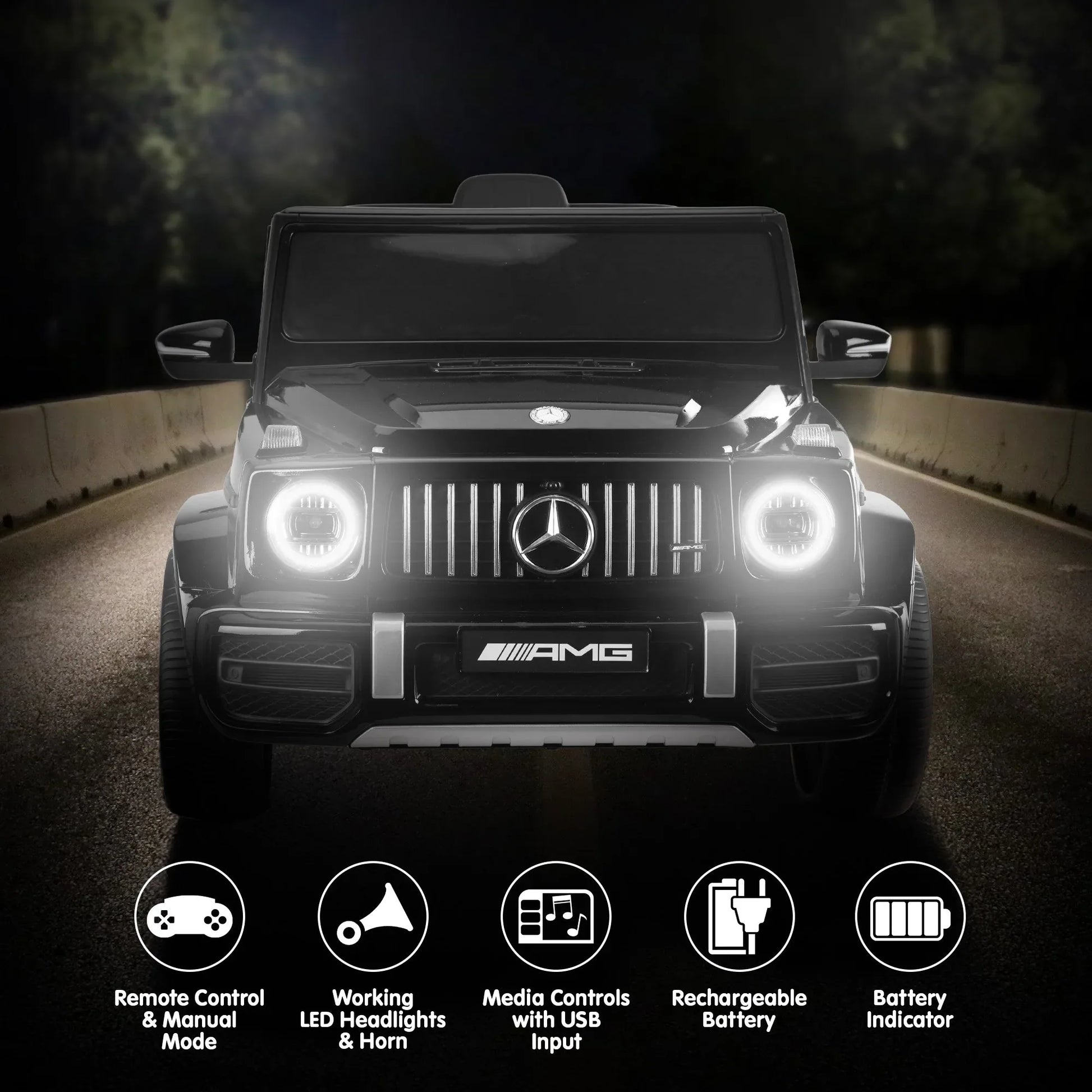 Kahuna Mercedes Benz AMG Licensed G63 Kids Electric Ride On Car Remote Control Dual 25W Motors Music Player LED Lights - Mekamart Australia
