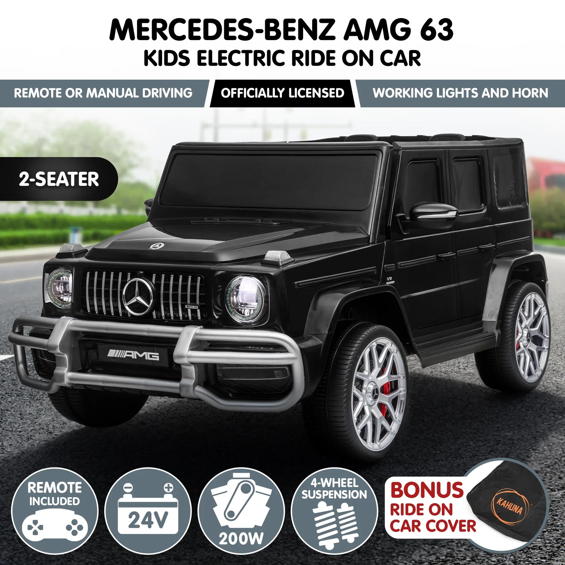 Kahuna Mercedes Benz AMG G63 Kids Electric Two Seater Ride On Car with Remote Control - Mekamart Australia