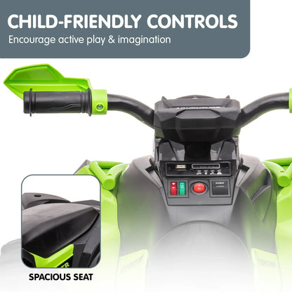 Kahuna GTS99 Kids Electric Ride On Quad Bike Toy ATV 50W - Green - Mekamart Australia