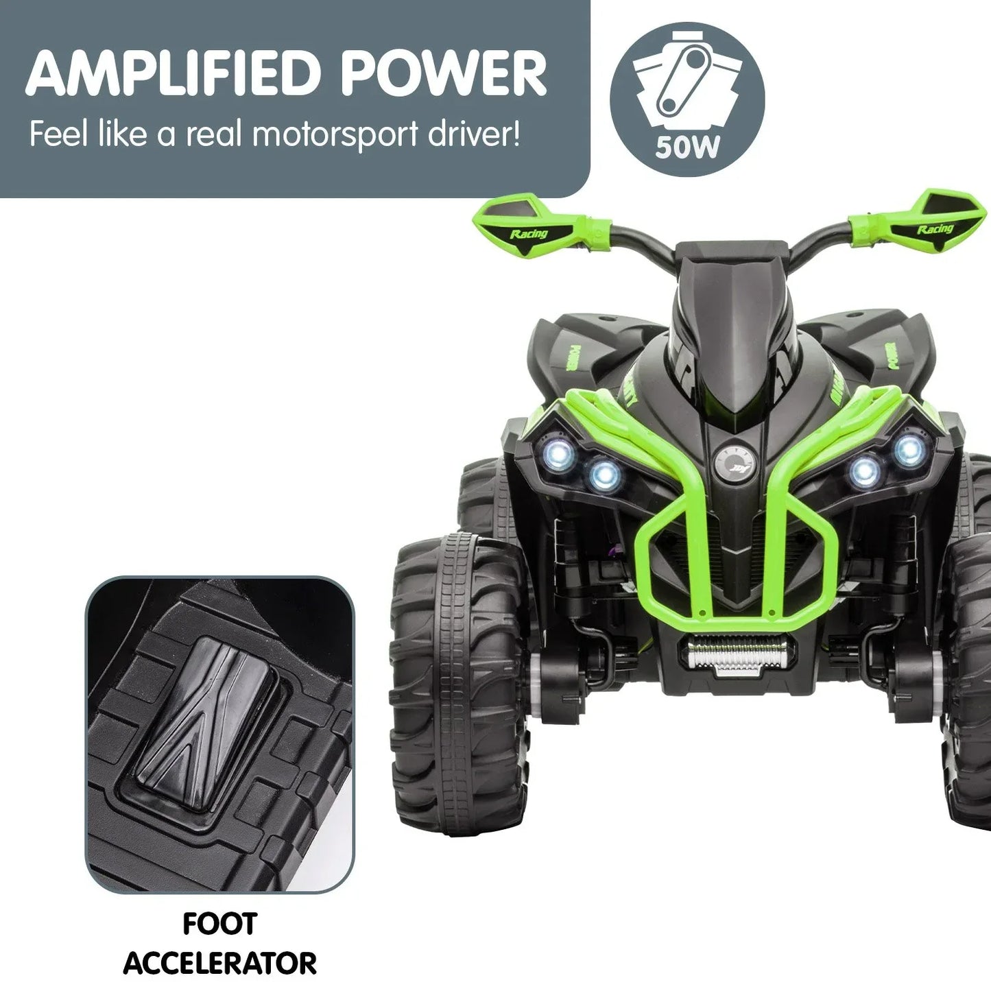 Kahuna GTS99 Kids Electric Ride On Quad Bike Toy ATV 50W - Green - Mekamart Australia