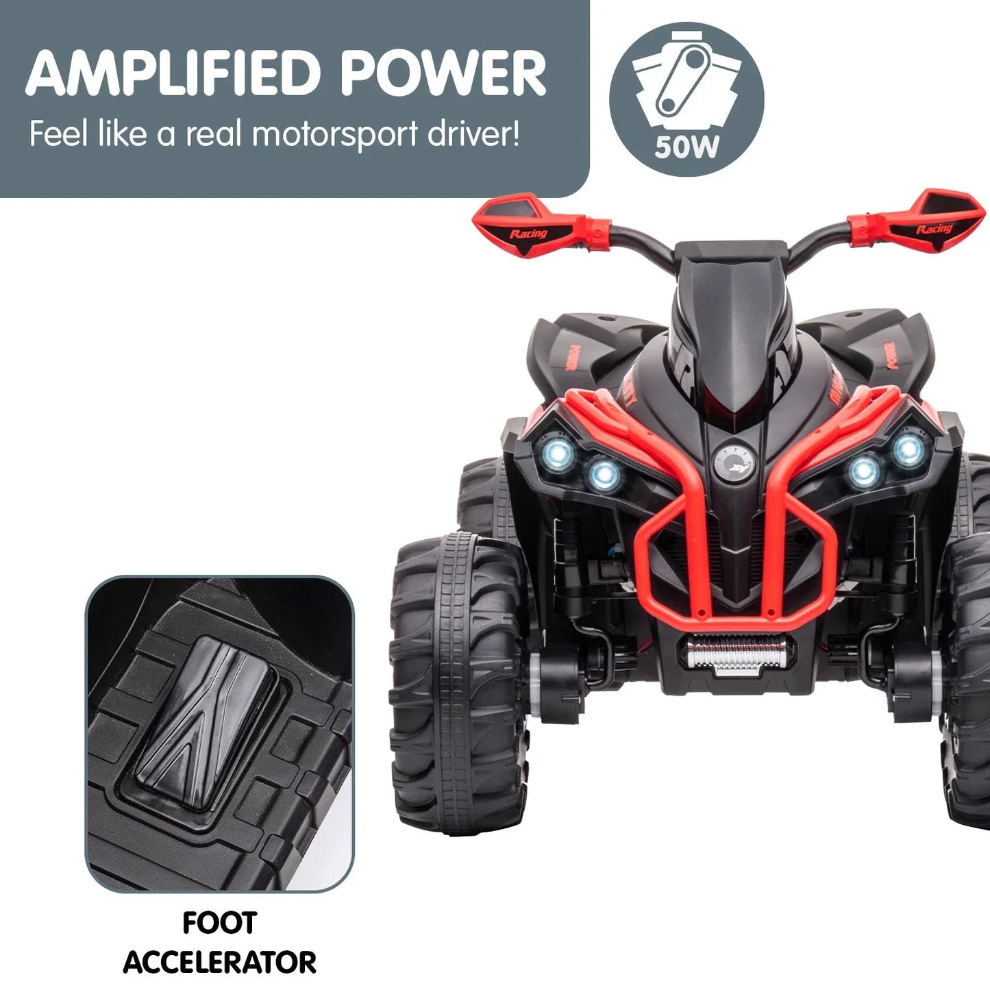 Kahuna GTS99 Kids Electric Ride On Quad Bike Toy ATV 50W - Red - Mekamart Australia