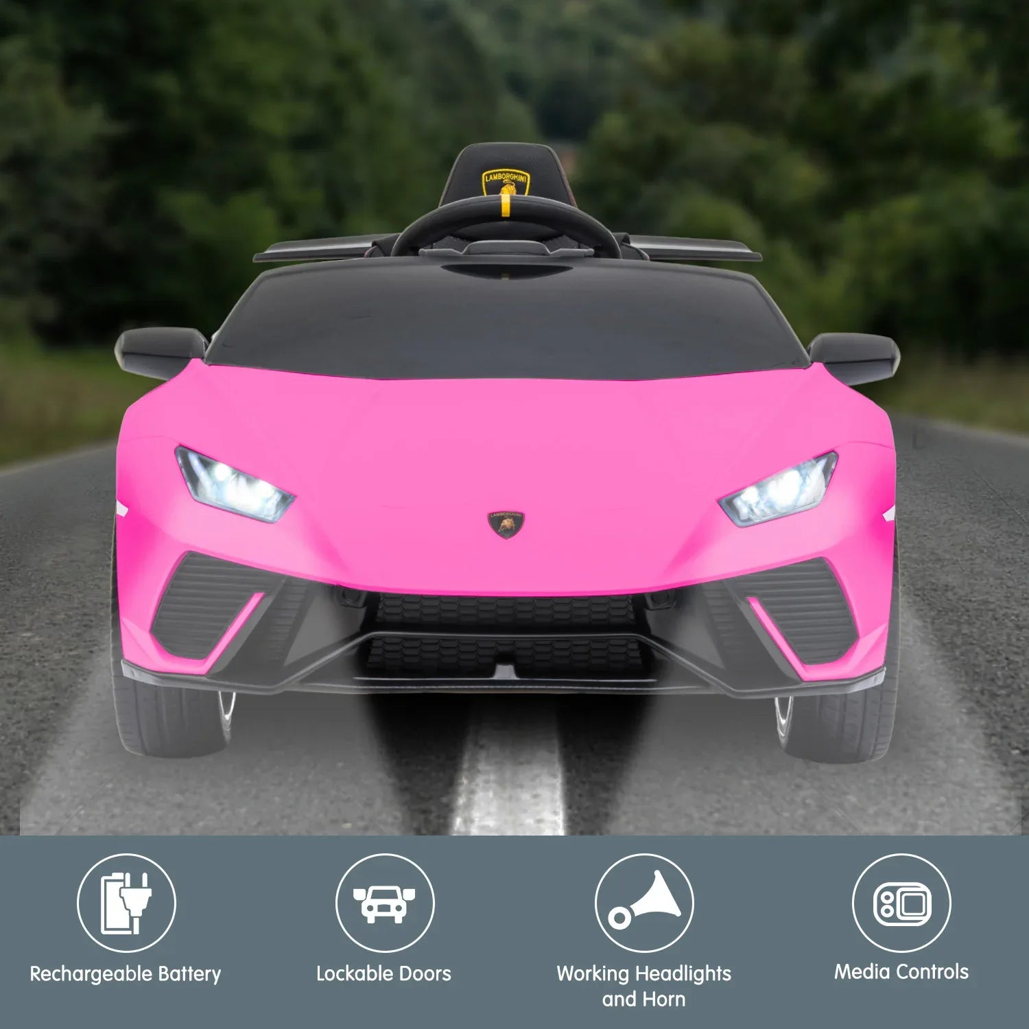 Kahuna Lamborghini Performante Kids Electric Ride On Car Remote Control by Kahuna - Pink - Mekamart Australia