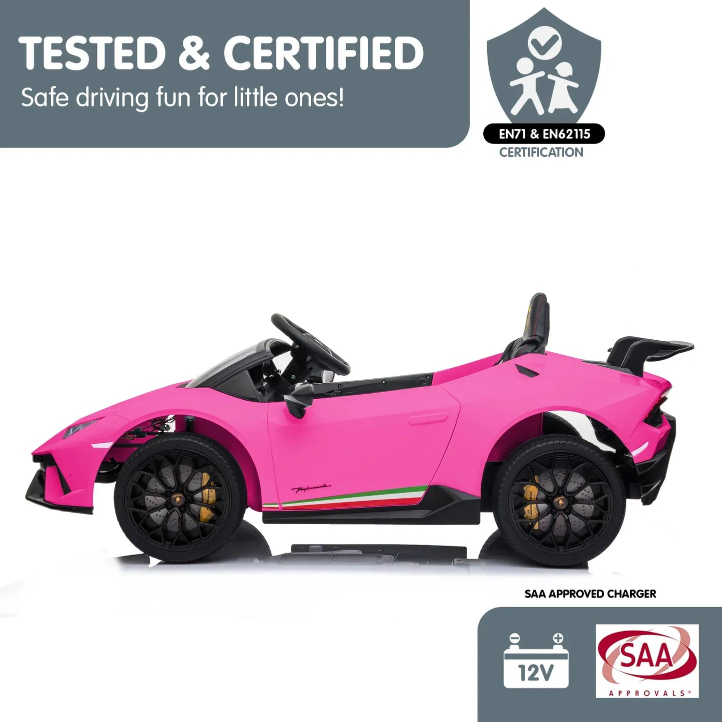 Kahuna Lamborghini Performante Kids Electric Ride On Car Remote Control by Kahuna - Pink - Mekamart Australia