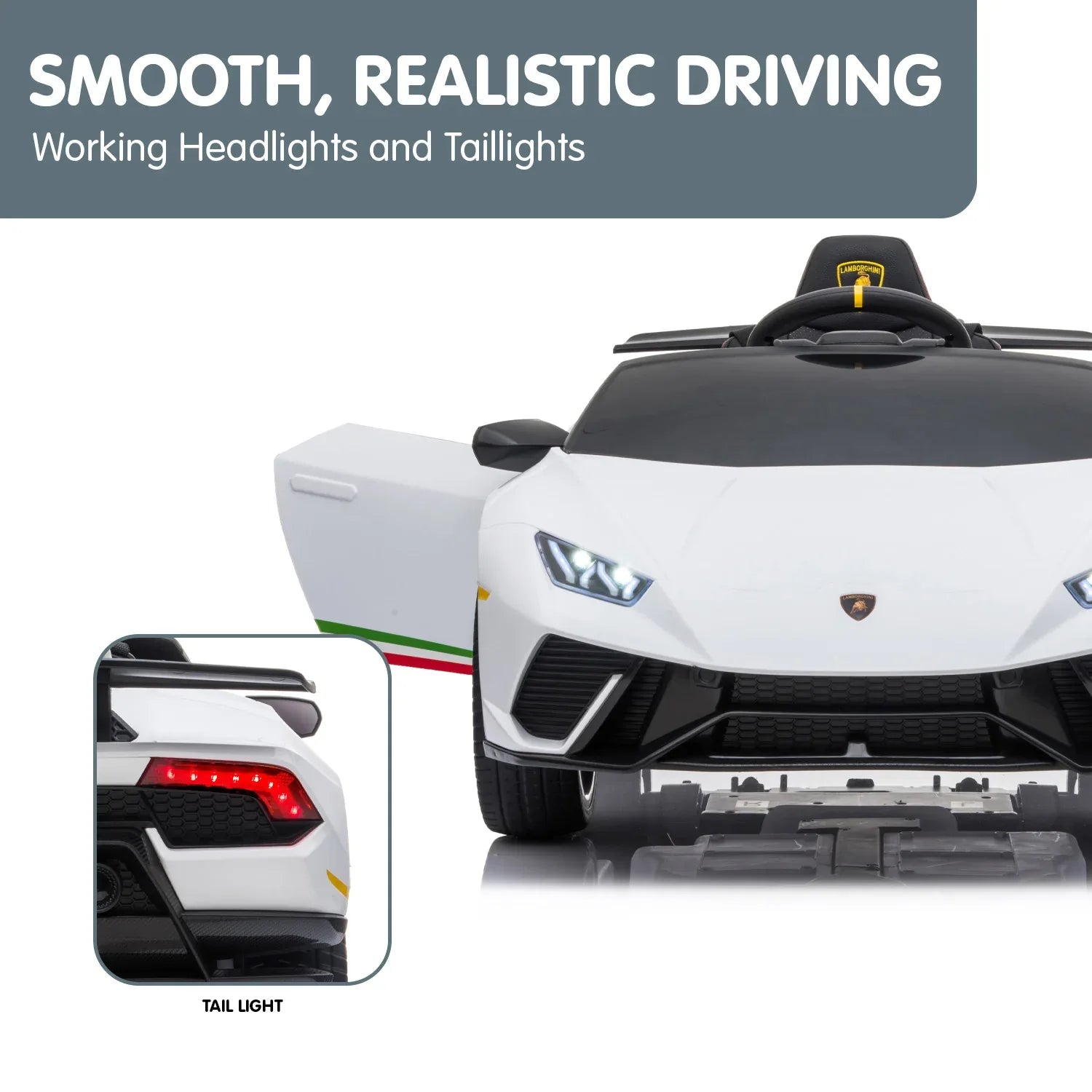 Kahuna Lamborghini Performante Kids Electric Ride On Car Remote Control by Kahuna - White - Mekamart Australia