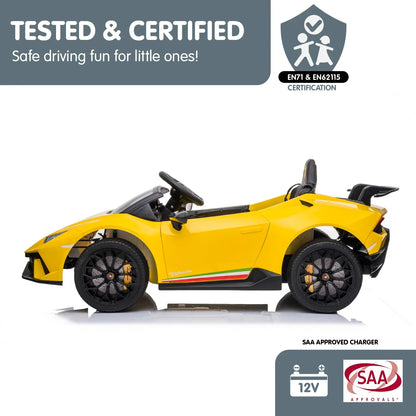 Kahuna Lamborghini Performante Kids Electric Ride On Car Remote Control - Yellow - Mekamart Australia