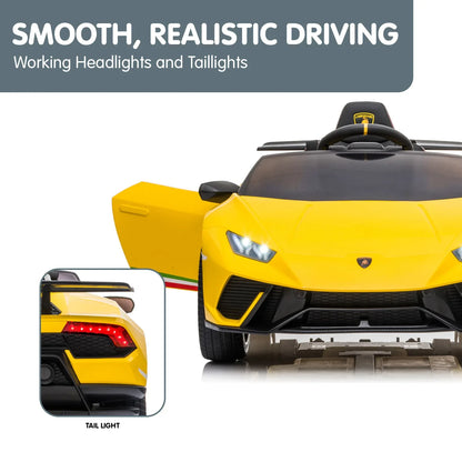 Kahuna Lamborghini Performante Kids Electric Ride On Car Remote Control - Yellow - Mekamart Australia