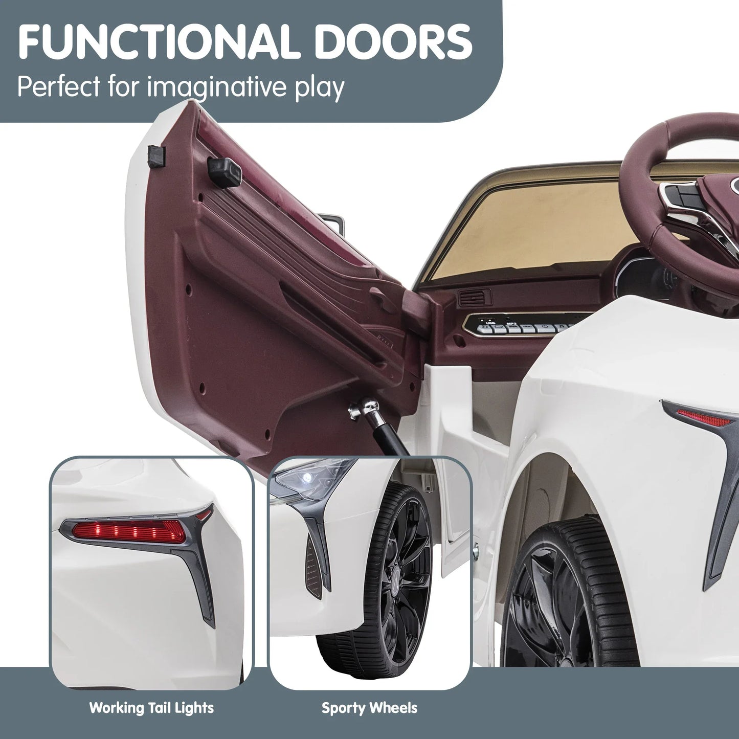 Kahuna Licensed Lexus Lc 500 Kids Electric Ride On Car - White - Mekamart Australia