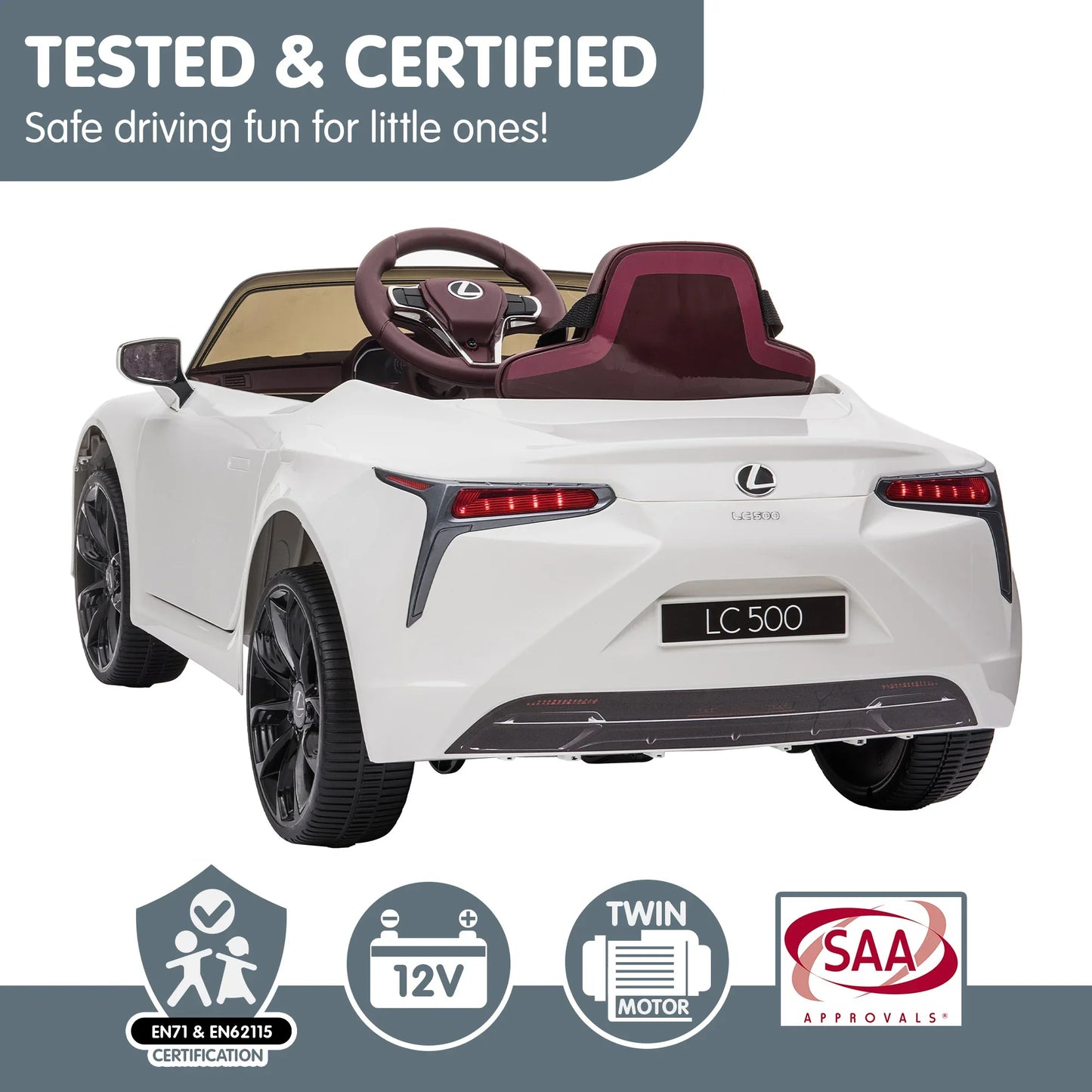 Kahuna Licensed Lexus Lc 500 Kids Electric Ride On Car - White - Mekamart Australia