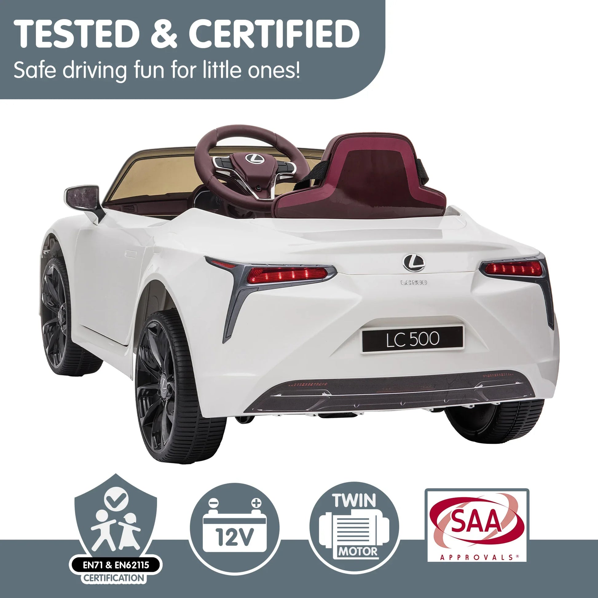 Kahuna Licensed Lexus Lc 500 Kids Electric Ride On Car - White - Mekamart Australia