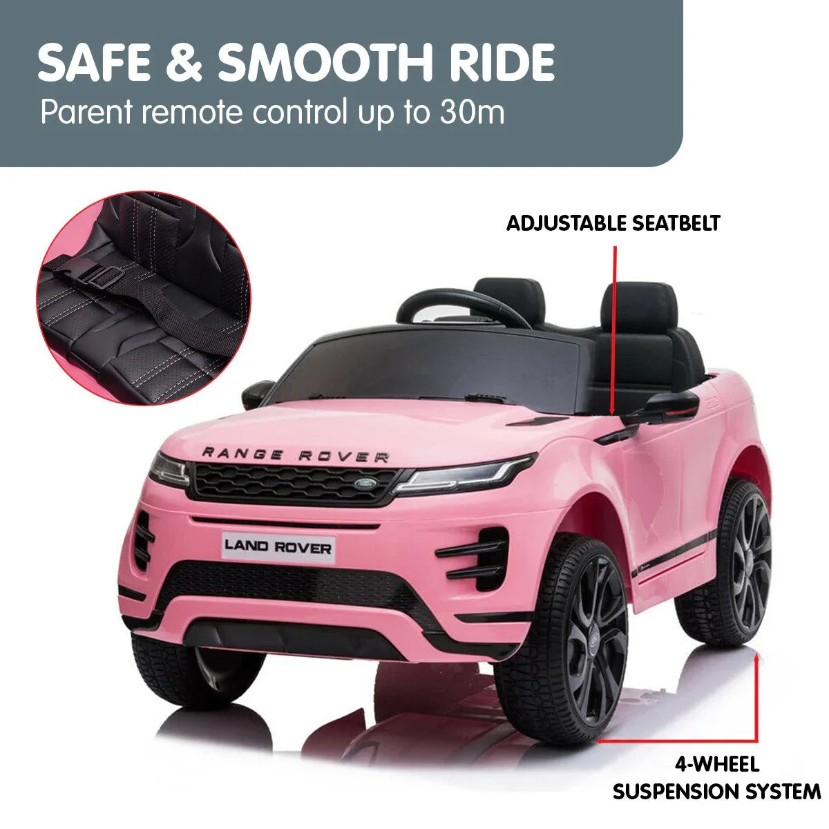 Kahuna Land Rover Licensed Kids Electric Ride On Car Remote Control - Pink - Mekamart Australia